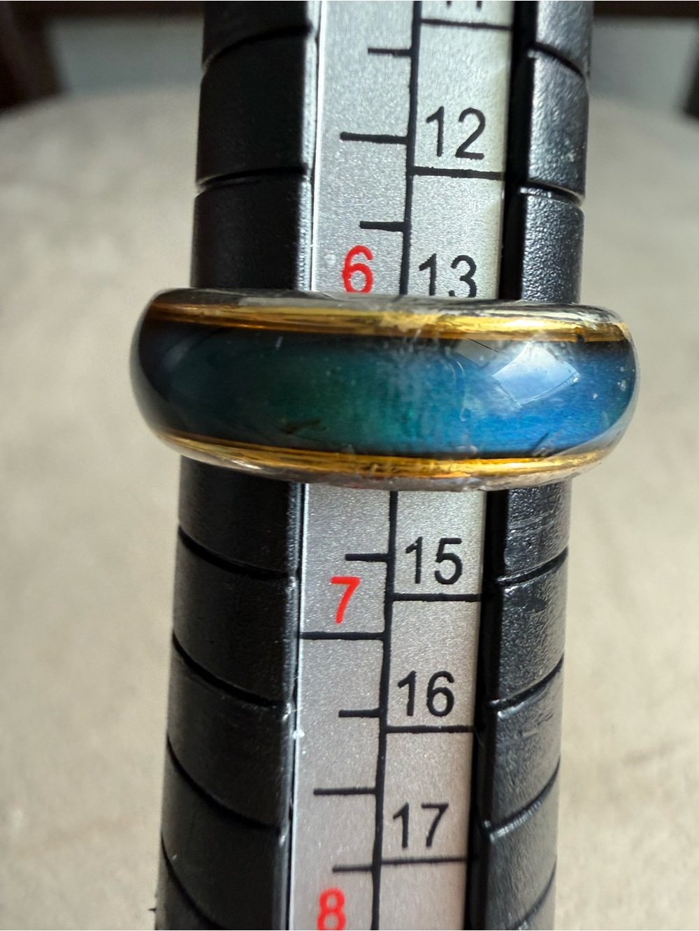 Blue Enamel Dome Ring with Gold Accents - Picture 2 of 2